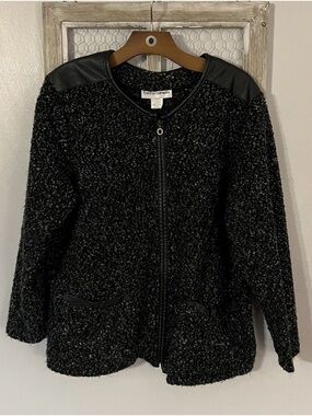 Cathy Daniels Black Bouclé Zip-Front Jacket